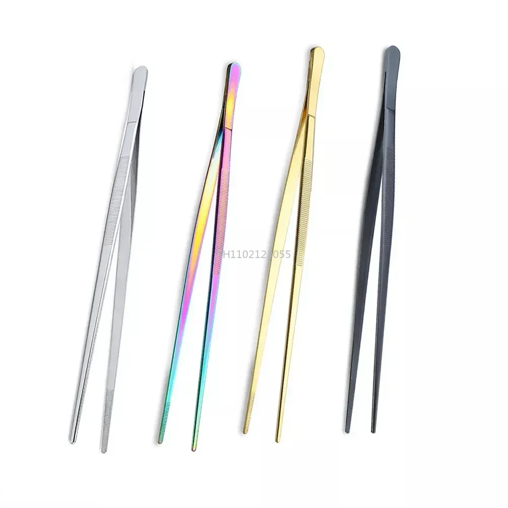 1PC Barbecue Food Tongs Thickened Daily Clamp Tool 12Inch Kitchen Tongs Stainless Steel Culinary Precision Tweezer Cooking Tongs