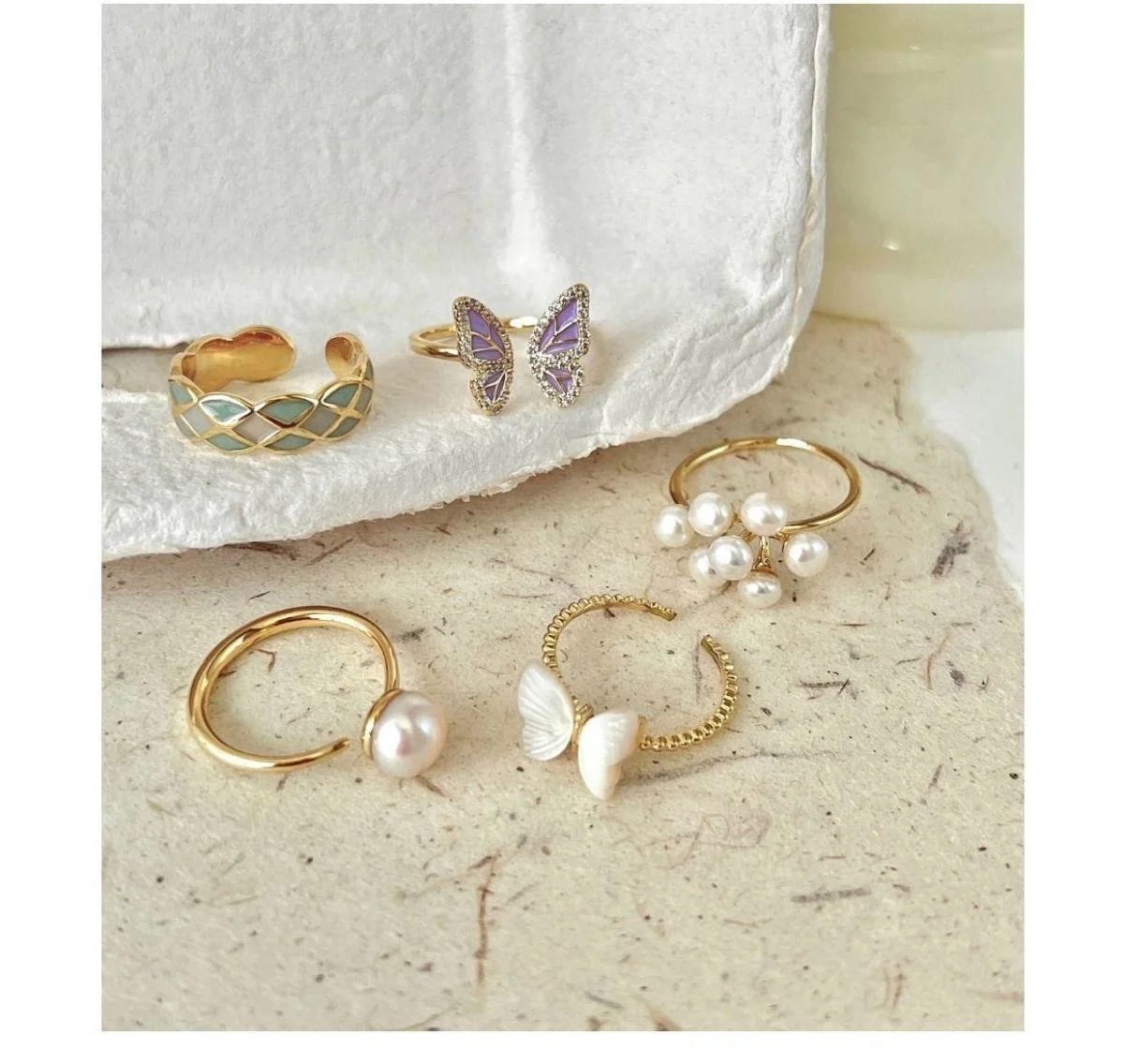 女性のためのロマンチックなピンクの蝶のリング,婚約指輪,女性と女の子のためのジュエリー,ゴールデンリング,2022| AliExpress