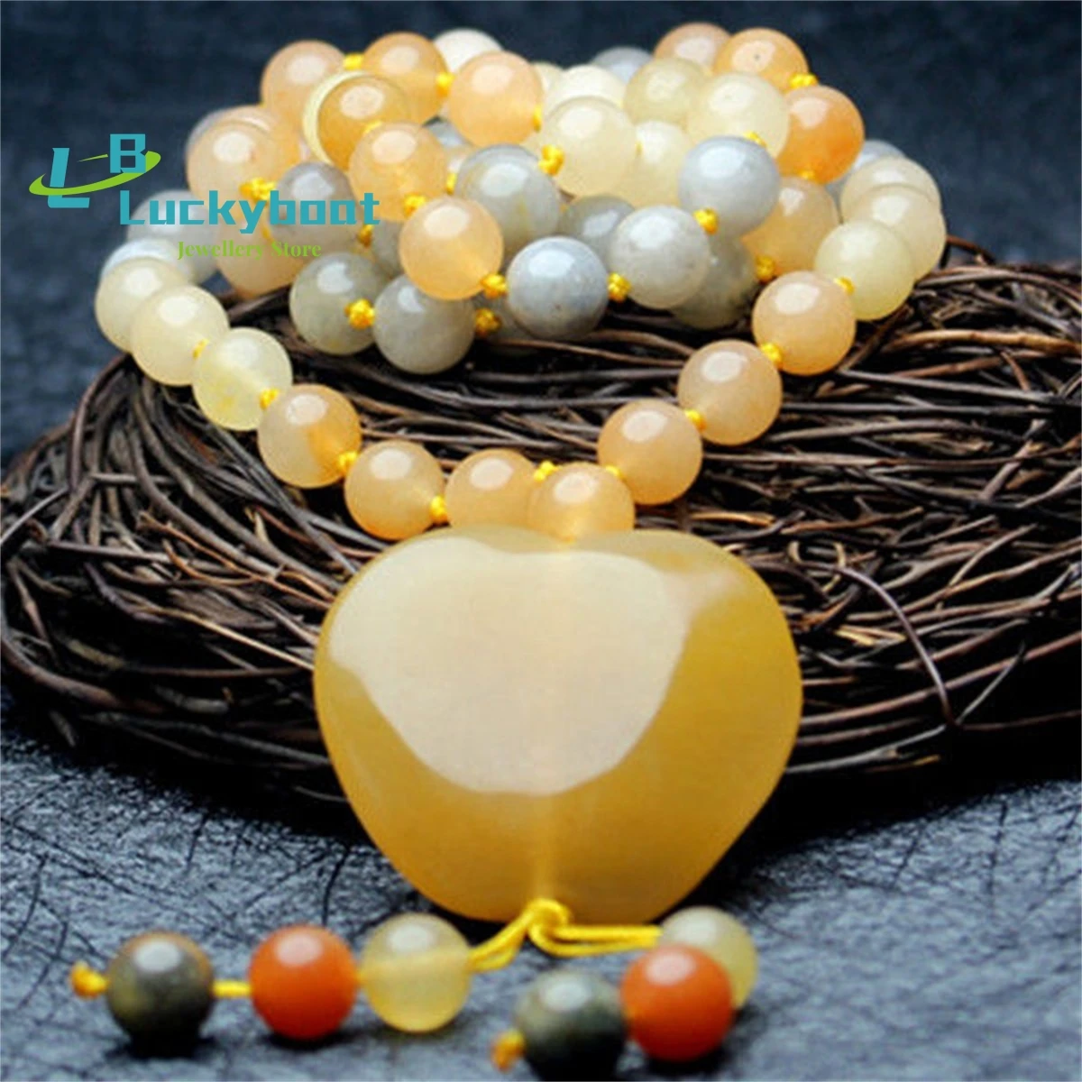 

Wholesale Gold Silk Jade Necklace Classic Women's Sweater Chain Primary Gobi Jade Colorful Pendant Charm Jewelry Fashion Gift