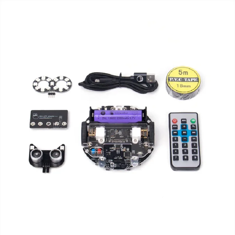 Kittenbot Mini Line Follower (LFR) Round Car Programmable Robot Kit for Micro:bit, STEM Educational Learning