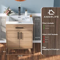 24.5" Bathroom Vanity with Sink Combo, Mid-Century Modern Small Single Bathroom Cabinet Set, Integrated Sink, Soft Closing Doors 2