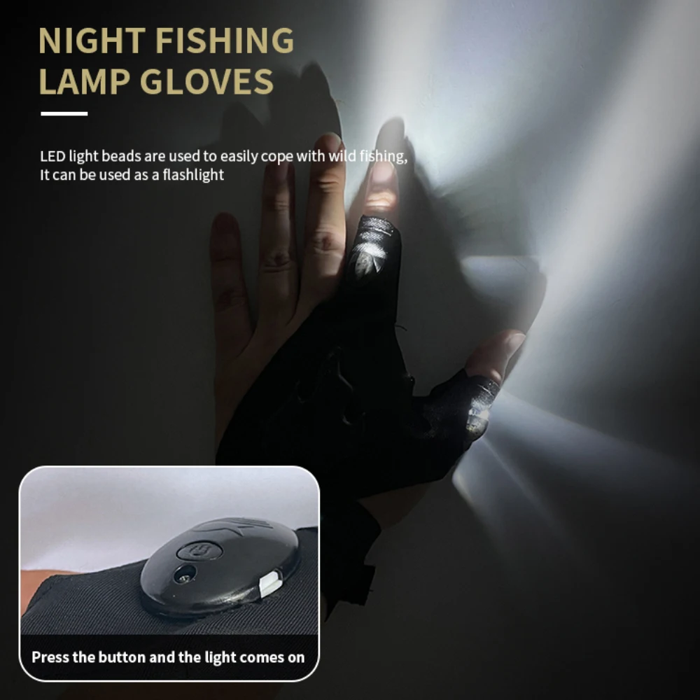 1/3/5PCS Fishing Gloves Easy To Use High Brightness Black Vehicle Repair 36 * 13cm Running Night Outdoor Gear Cycling Gloves
