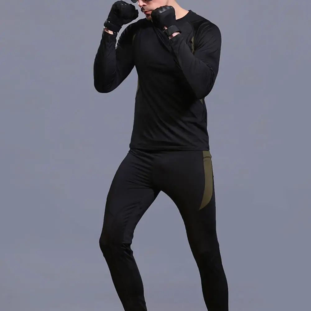 

Men Two-piece Suit Classic Men Suit Men's Winter Thermal Underwear Set Round Neck Long Sleeve Pajamas Set with Slim Fit Elastic