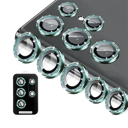 Ultra HD Glitter Diamond Metal Ring Camera Glass Lens Protector - S25 (Glitter Green)