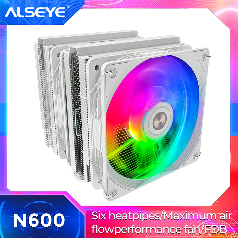 

ALSEYE N600 cpu cooler ARGB 5V 3Pin Copper 6 Heat Pipes PWM Coolering Fan Support LGA1700/2011/1366/115X/AM5/AM4/AM3 Socket