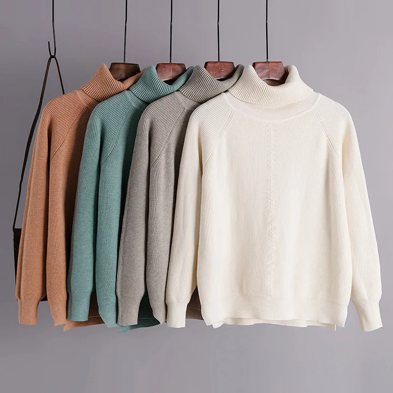 

Autumn winter oversized basic thick Sweater Women Pullover korean female turtleneck loose sweaters long sleeve knit Jumpers tops
