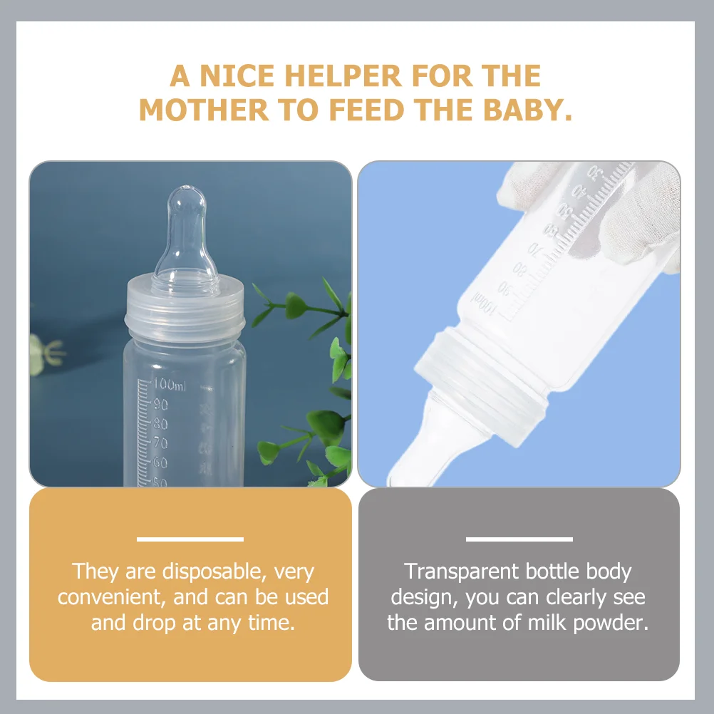 3pcs Disposable Baby Milk Bottle Once Off Feeding Nursing Bottle Transparent Design Compact Lightweight Portable Hospital