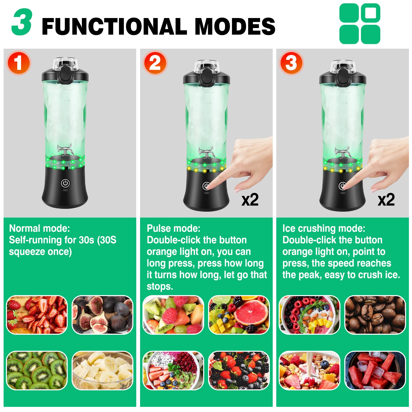 Professional 2 In 1 Portable Blender 600ML Electric Juicer Fruit Mixers USB Rechargeable Smoothie Mini Blender Personal Juicer 4