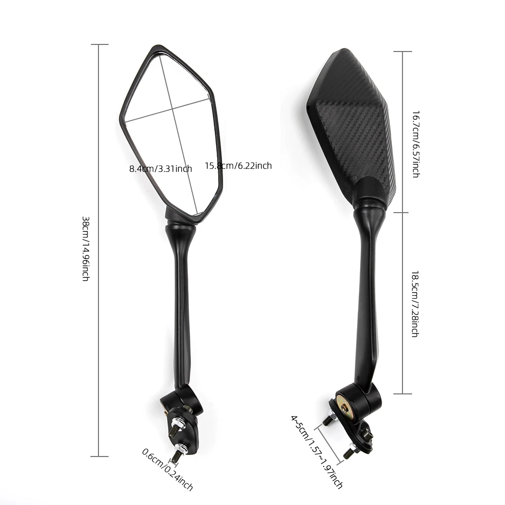 롱 로드 사이드 미러 가와사키 닌자 400 500 650 650R EX400 EX650 EX500 ZX6R ZX636 RC51 RVT1000R용