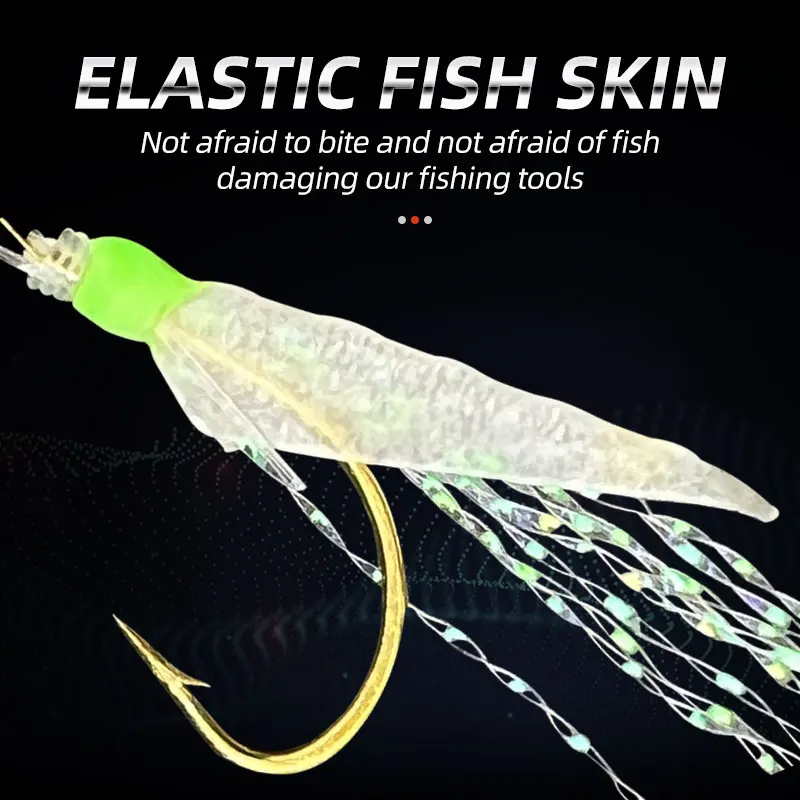 Hooks Luminous Sabiki Rigs Saltwater Real Fish Skin String Hook