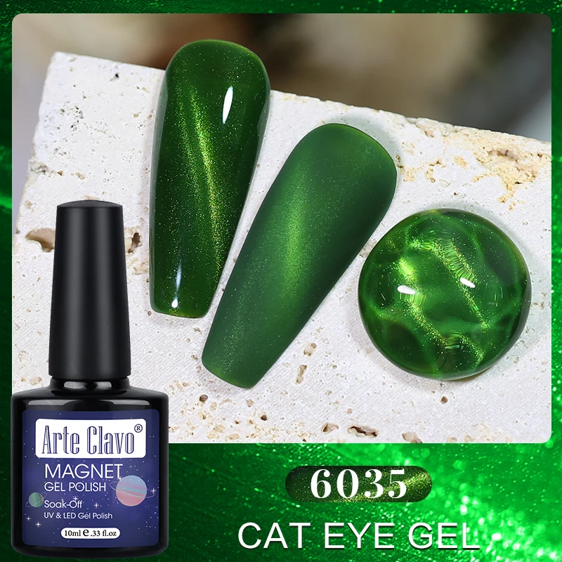 Arte Clavo New Cat Eye Magnetic Gel Polish Green Red  Semi Permanent Soak Off UV LED Glitter Nails Magnet Stick Nail Art Polish 5
