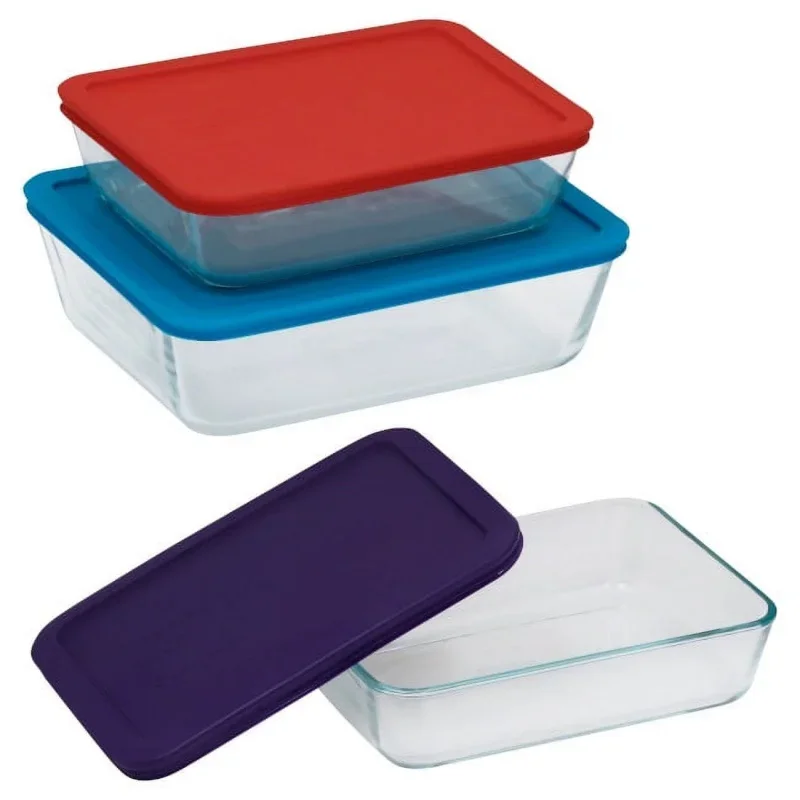 

Pyrex просто хранит стеклянный контейнер для хранения, разные цвета, 6 шт.