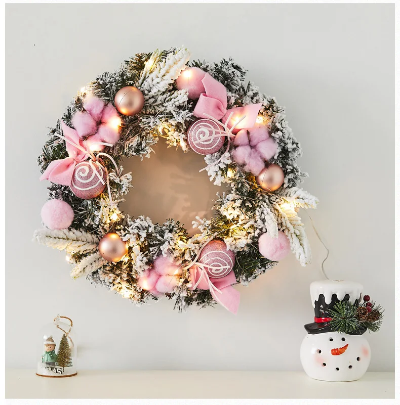 Description Picture 6 of itemChristmas Wreaths for Front Door 11.8/15.7 Inch Christmas Wreath with Bow Ribbon Pink Christmas Door Wreath Christmas Decor