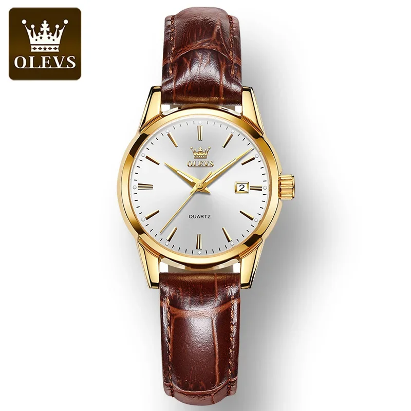 

Женские Водонепроницаемые кварцевые часы с календарем, на кожаном ремешке