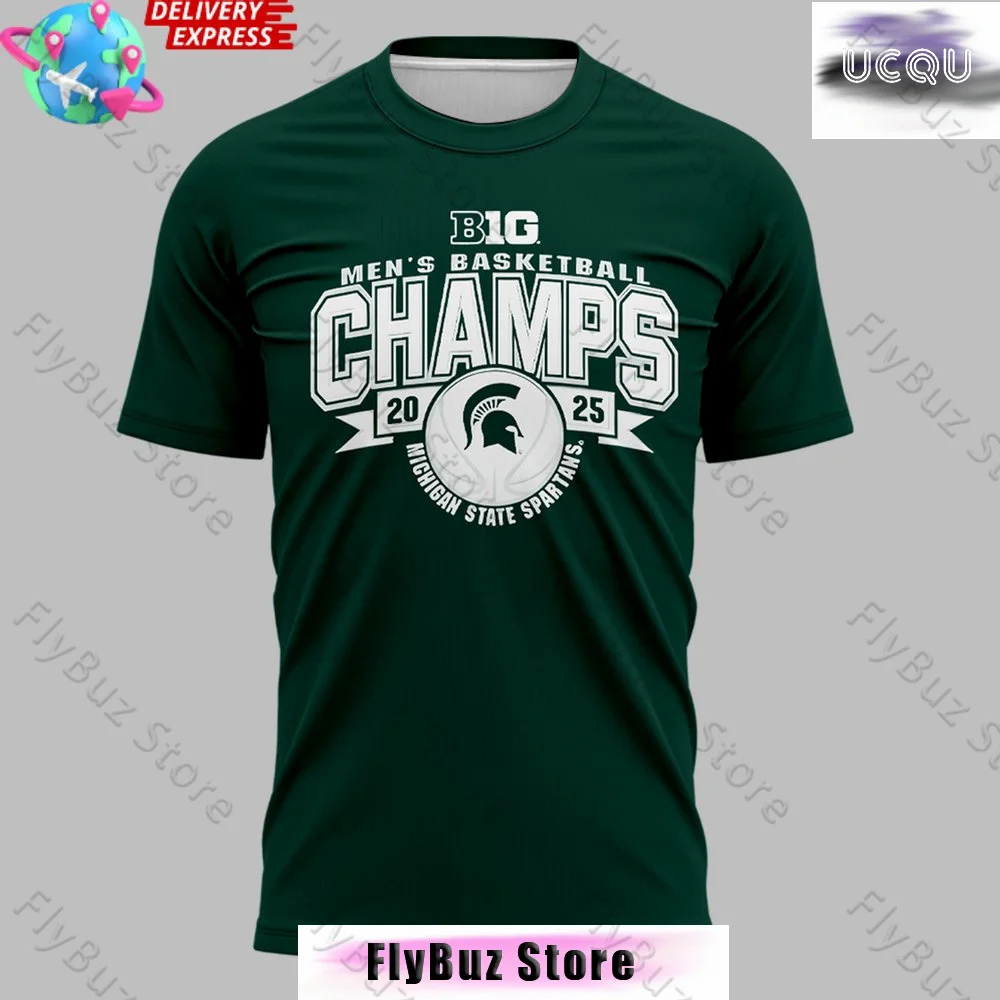 Michigan State Spartans Big Ten Champions 25 Green Men T-Shirt Fashion Street Quick-Drying Training Suit T-Shirt Children Adult
