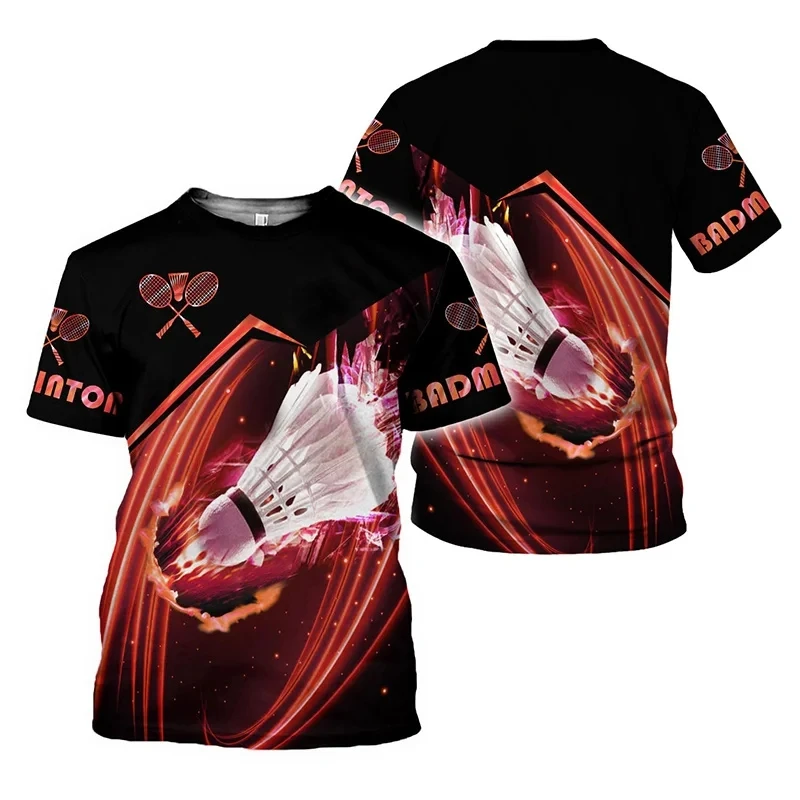 Mens T Shirt Gym 3D Indoor And Outdoor Sports Badminton Print T-Shirts Fashion Sportswear Unisex Daily Fitness Streetwear Tops