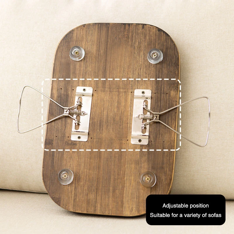 Sofa Side Table Home Creative Bamboo Sofa Handrail Tray Round Tea Tray Hotel Desserts Fruit Bamboo Wooden Small Storage