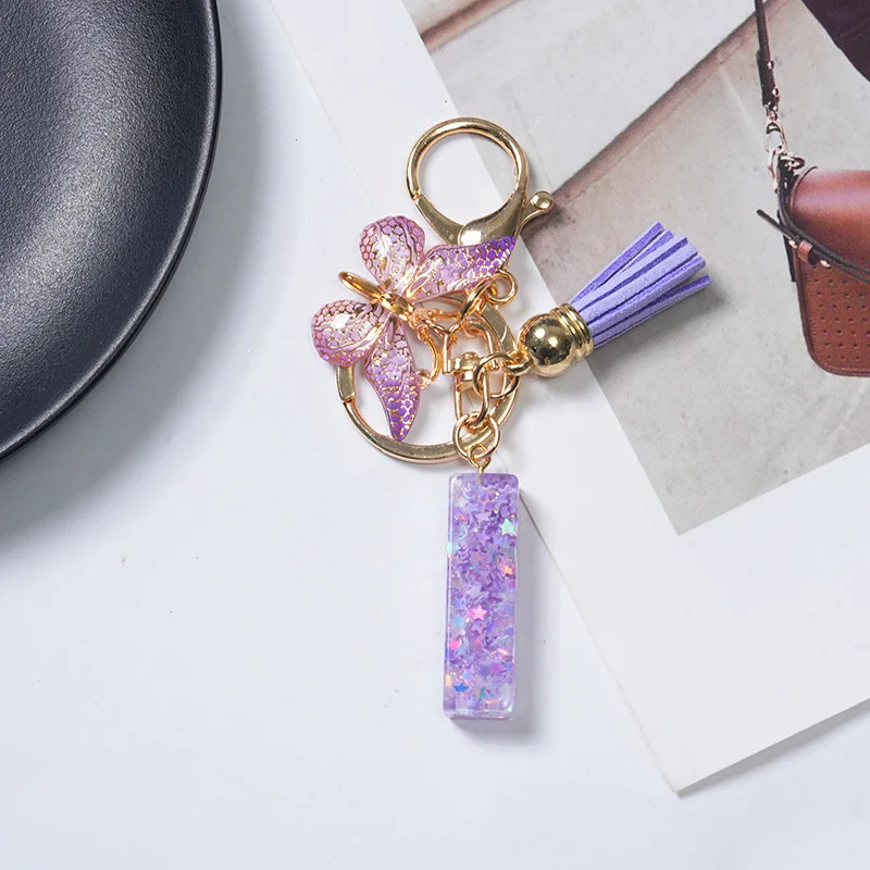 thumbnail image 2 of A To Z Initial Keychains For Women Girls - Purple Letter Keychain With 2 of 14