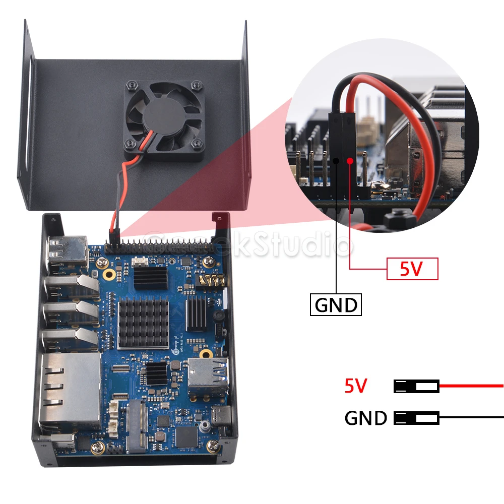Orange pi Plus Metal Protective Case Enlosure Shell com Baixo Ruído Ventilador de Refrigeração Dissipadores de Calor - Imagem 3