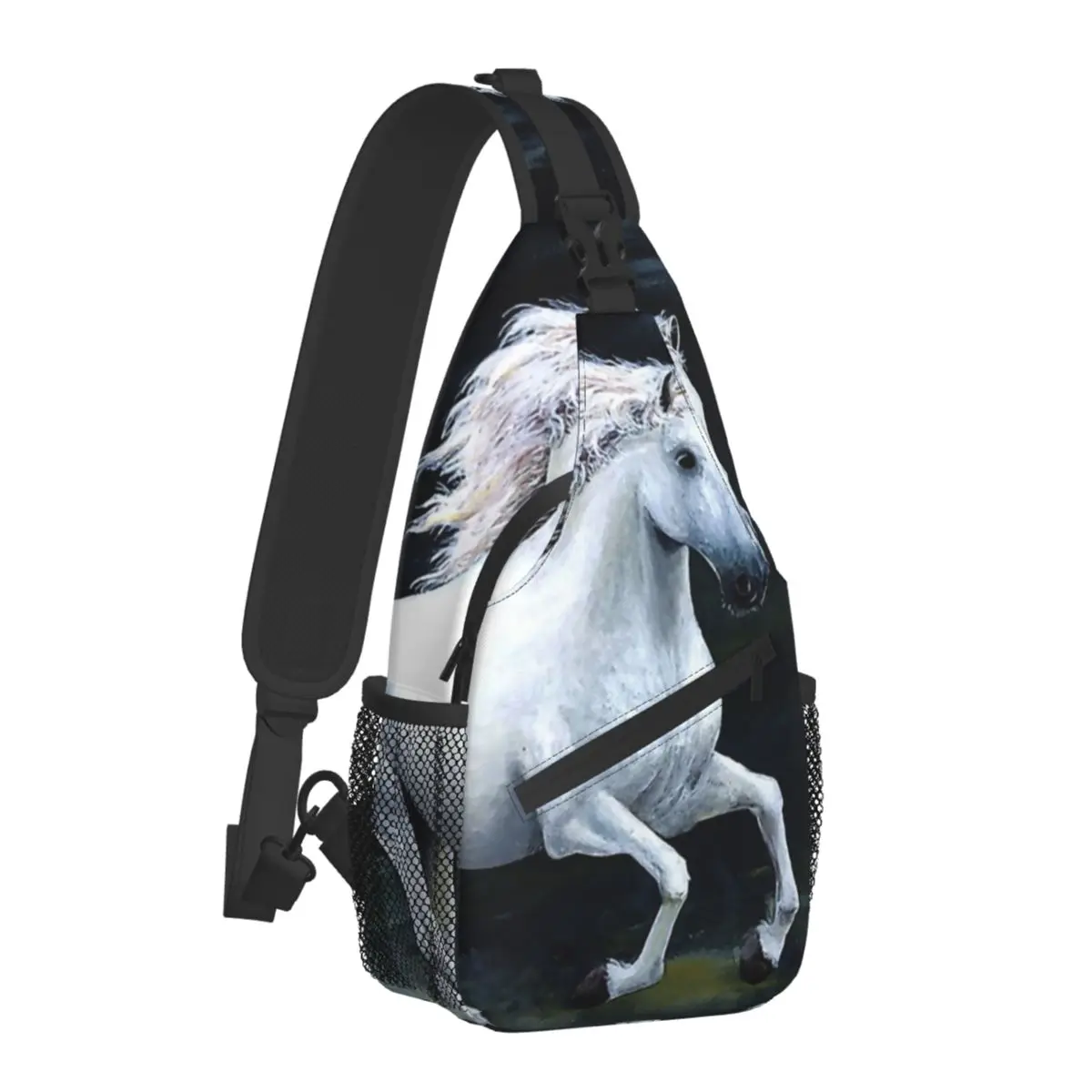 Dipinti White Horse Artistic Crossbody Chest Bags Galoppo Horse Run Tasche Travel Pack Messenger Sport Teens Borsa A Tracolla