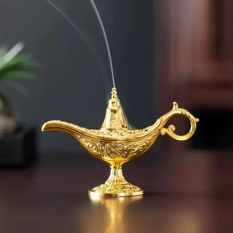 Creative Golden Alas Divine Lamp Series Iron Incense Burner Pan Incense Stand Combustion Stand Home Decoration