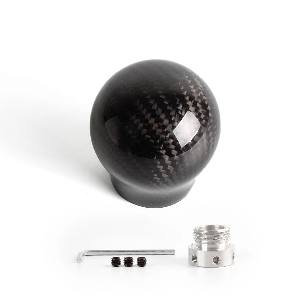 Free Shipping Carbon Fiber Gear Shift Knob Manual Transmission Gear Stick Head Shifter Lever Handle With Limiter Adapter SFN135