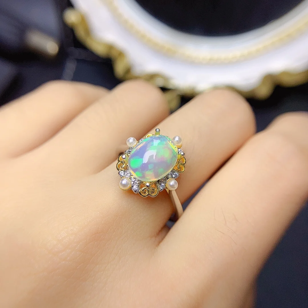 FS 7*9 Natural Opal Fashion Ring for Women S925 Sterling Silver Fine Luxury Party Charm Weddings Jewelry Trendsetter New MeiBaPJ