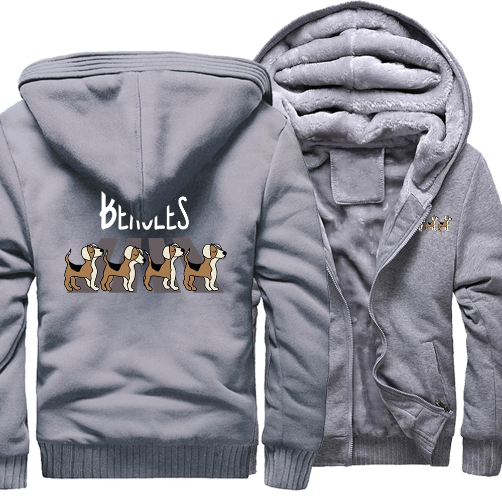 

The Beagles Cute Cartoon Dogs Print Man'S Jacket Fashion Pocket Outerwear Raglan Sleeve Slim Fit Sweatshirt Soft Sports Man Tops