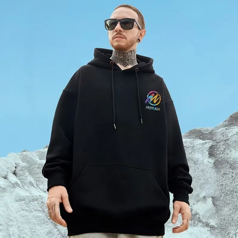 Hooded Sweater Men's Trendy Brand Large Size M-8XL Men's Autumn And Winter Style Plush And Thick Fat Hip-hop Pullover Jacket