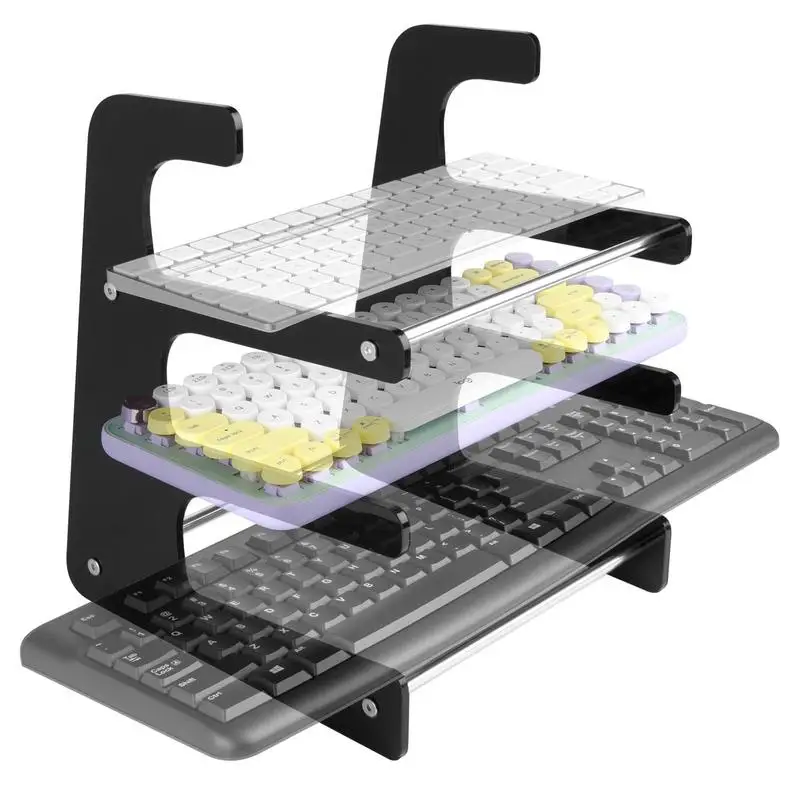 Suporte Acrílico Transparente do Teclado Suporte do Computador Cremalheira Mecânica do Teclado Suporte Destacável do Armazenamento Níveis - Imagem 2