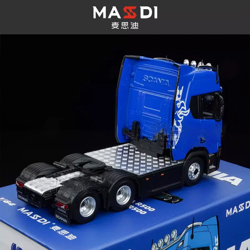 새로운 재고 있음 Masdi 1:64 스카니아 R500 트레일러 캡 합금 소형 모델 미니어처 다이캐스팅 맞춤형 어린이 장난감 선물 수집 장식품