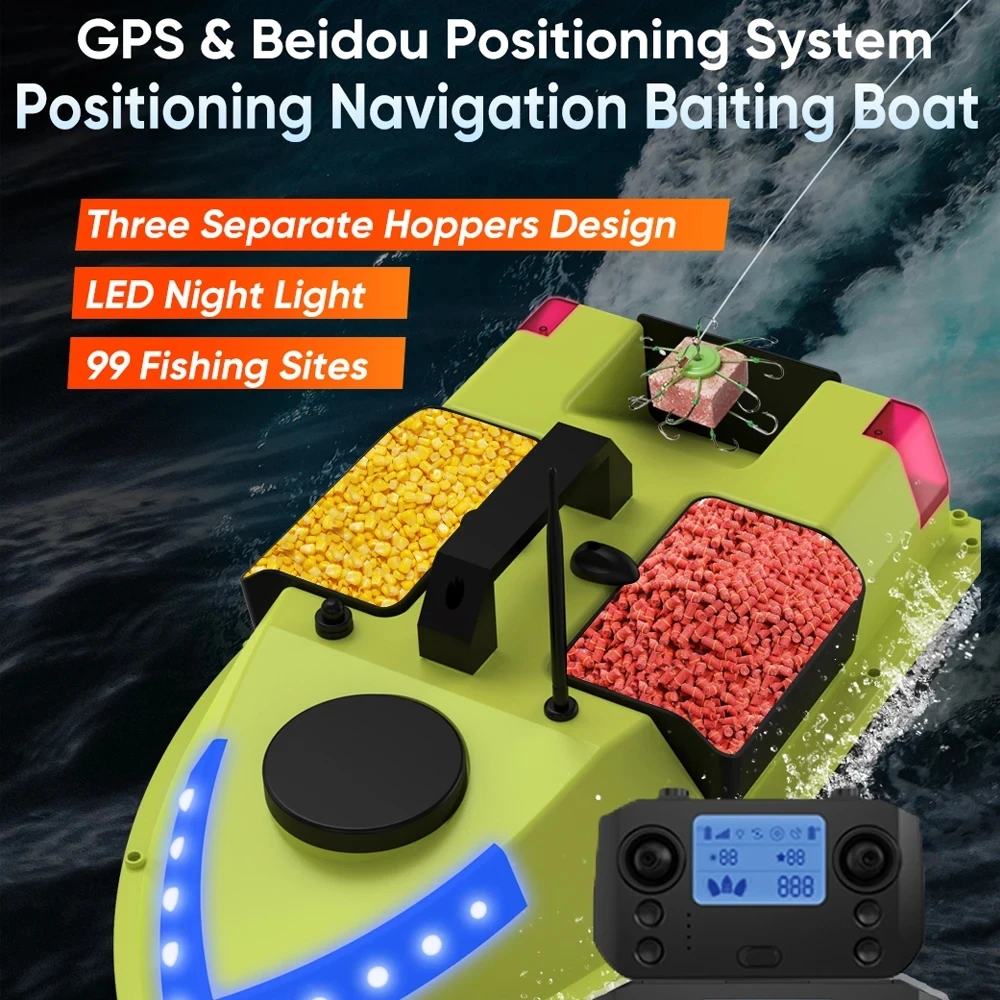 GPS RC Bait Boat with Bag 600M Remote Control Fishing Bait Boat 99 Points Fishing Feeder Boat with 3 Bait Containers 3
