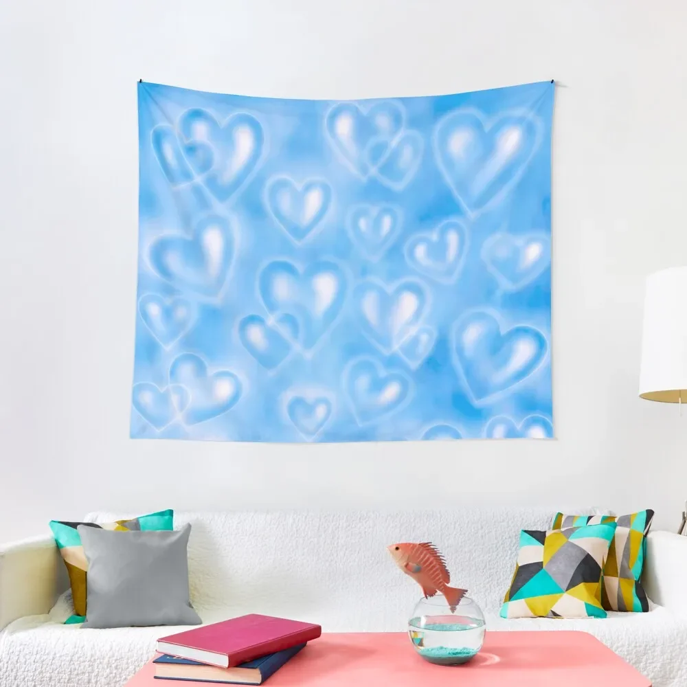 

BLUE 90S HEART BACKDROP Tapestry House Decorations Room Decoration Accessories Wall Decor Decoration Room Tapestry