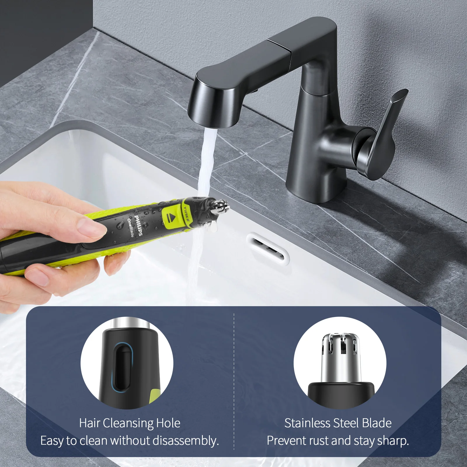 Yinke Nose Hair Trimmer Replacement Head for Philips One Blade QP2724 QP2834 QP2520 QP2530 QP2620 QP2630 Hybrid Electric Trimmer nose hair trimmer electric nose hair trimmer electric hair trimmer