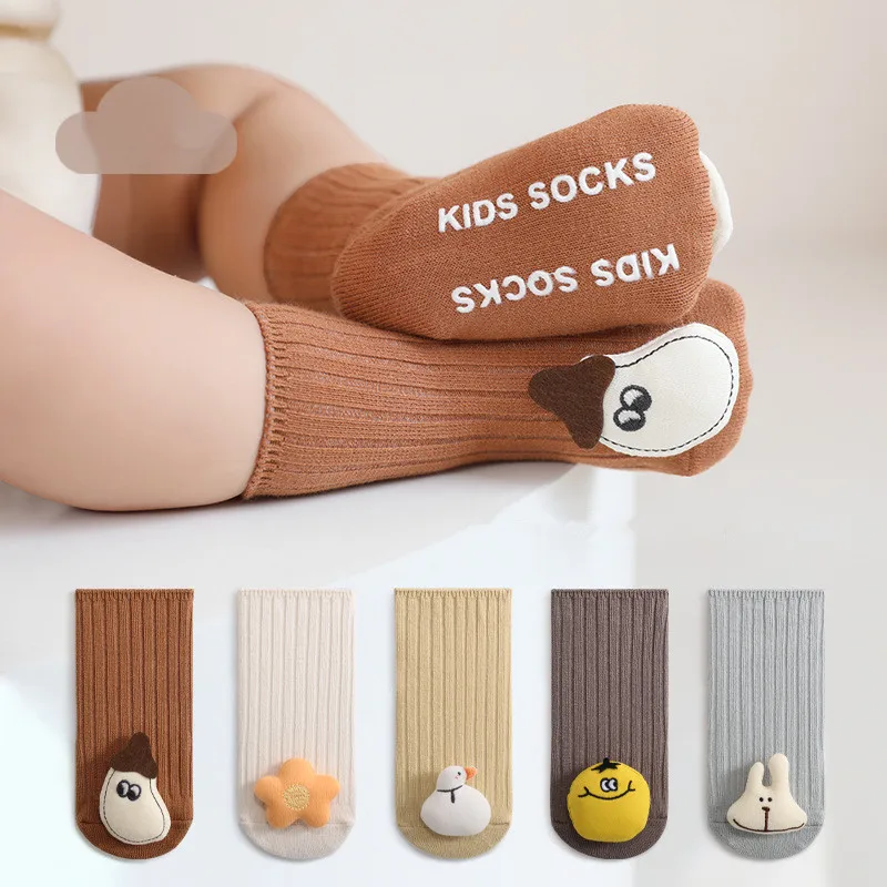 

1 Pair Toddler Spring Autumn Baby Socks Cute Cartoon Animal Boy Girl Rubber Anti Slip Socks Infant Newborn Cotton Floor Socks