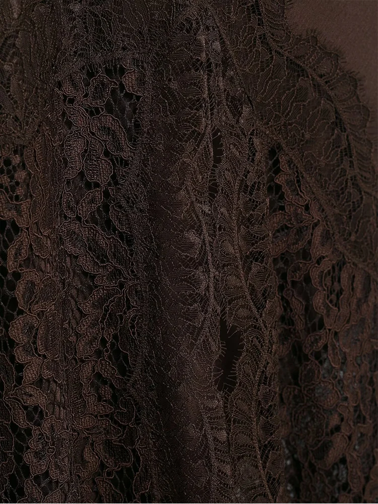 2026 New Women's Lace Splice Skirt Fashion Slit Commuting Chic Lace Spliced Long Skirt High Waist Elegant Female Solid New