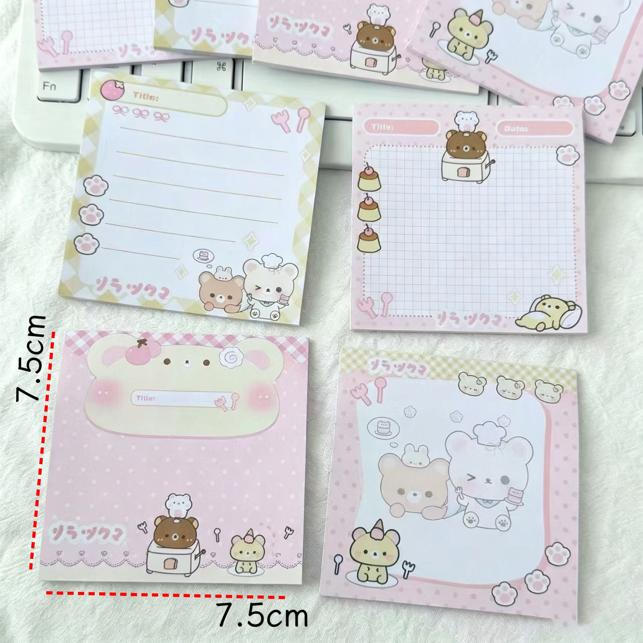 Set da 4 Foglietti Adesivi Originali a Tema Orsetto Cartone Animato, Design Accattivante e Carino, per Decorazione e Messaggi, Materiale per Scrapbooking e Post-it - immagine 6