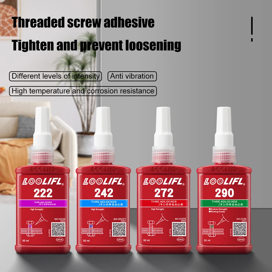 LOOLIFL 50 ml brake screw clamping agent、rapid curing thread clamping、persistent agent anaerobic 222/242/243/262/263/271/272/290 4