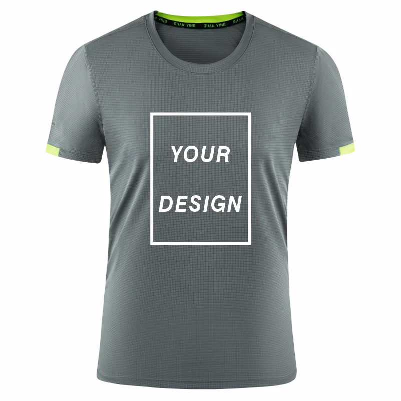 T-shirt a maniche corte in poliestere ad asciugatura rapida da uomo Stampa personalizzata sfusa Logo ricamato Sport Corsa Girocollo traspirante Top 4XL - immagine 3