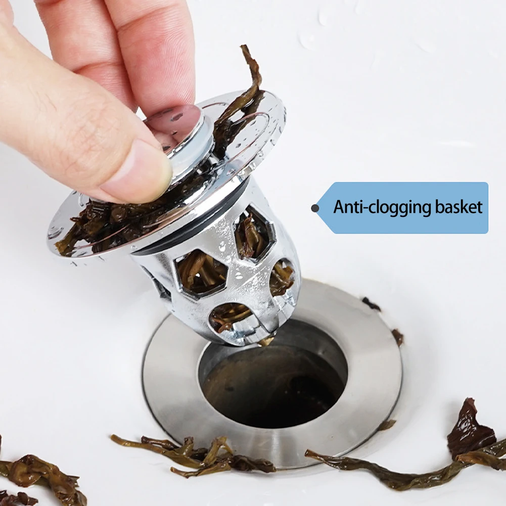 Description Picture 3 of itemStainless Floor Drain Shower Accessories Sink Drain Pop-up Push-type Drain Filter Universal Wash Basin for Bathroom or Kitchen