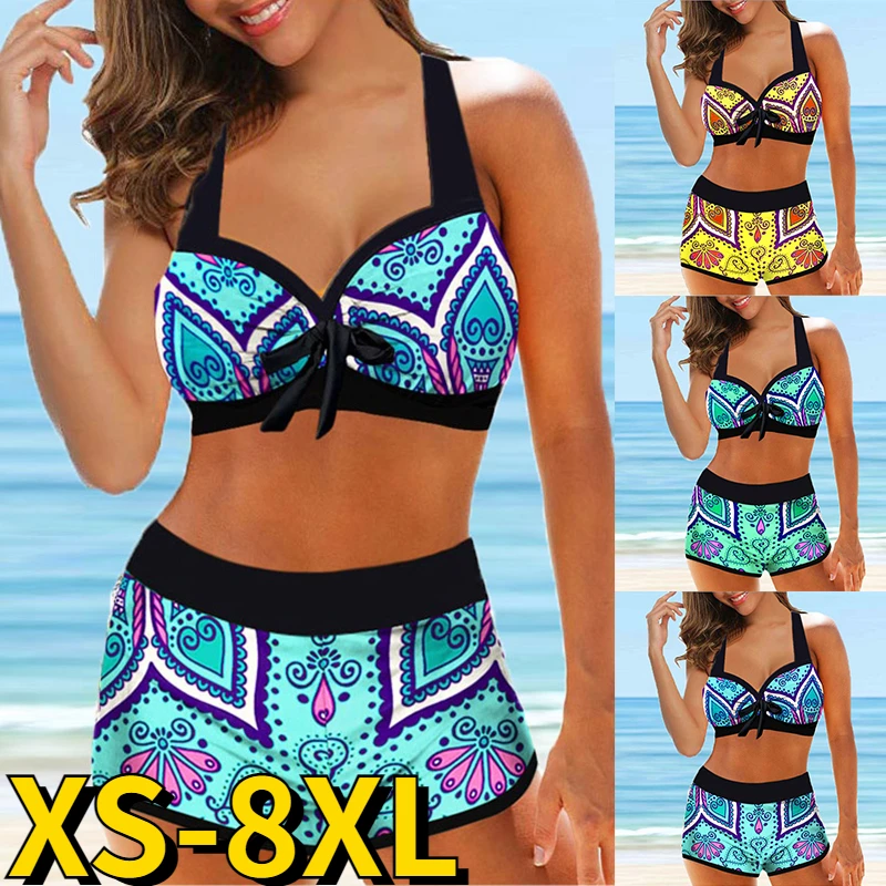 

Новинка 2023, женские сексуальные купальники из двух частей с высокой талией, женские пляжные купальные костюмы, женский купальник, новый дизайн, комплект бикини с принтом