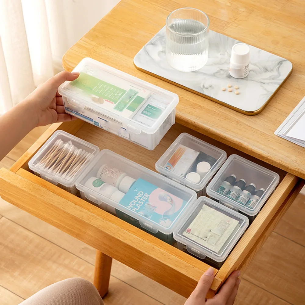 

Пластиковая коробка для хранения канцелярских принадлежностей с крышкой, Вместительная емкость для хранения, прозрачная, свободная комбинация, Сортировочная коробка, косметика