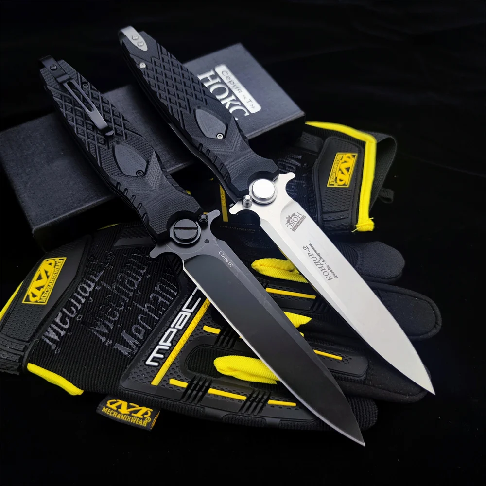 

D2 RUSSIA HOKC Rocket Folding Knife Military Force Hunting Knives D2 Blade G10 Handle Edc Pocket Pants Clip Survival Multi Tool