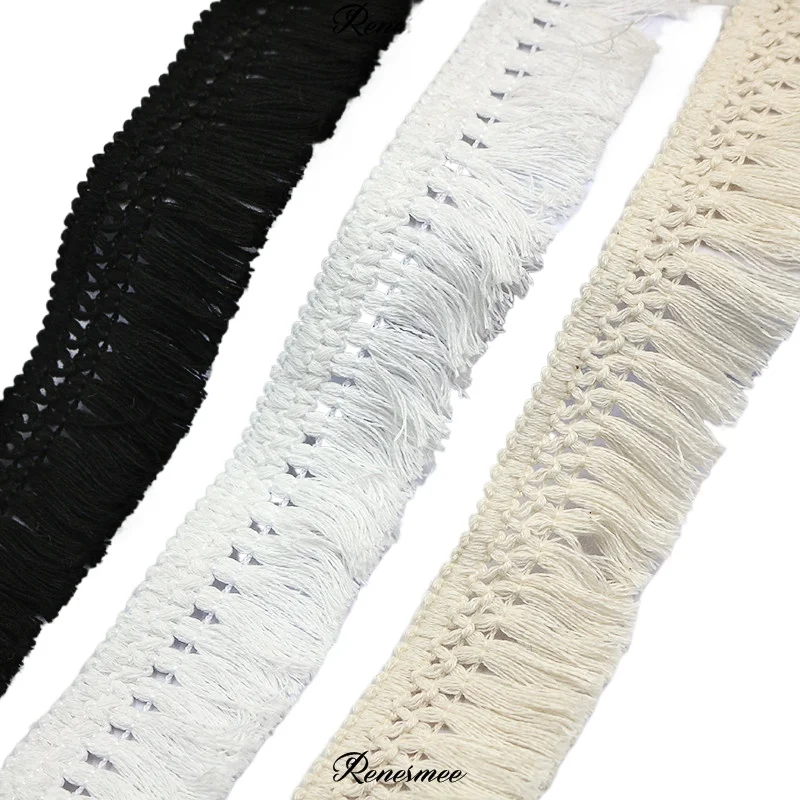 Lace Decoration 5 Yards Cotton Fringed Lace Scarf Clothes Carpet Curtain Decoration Trims DIY Home Accessories 4cm wide