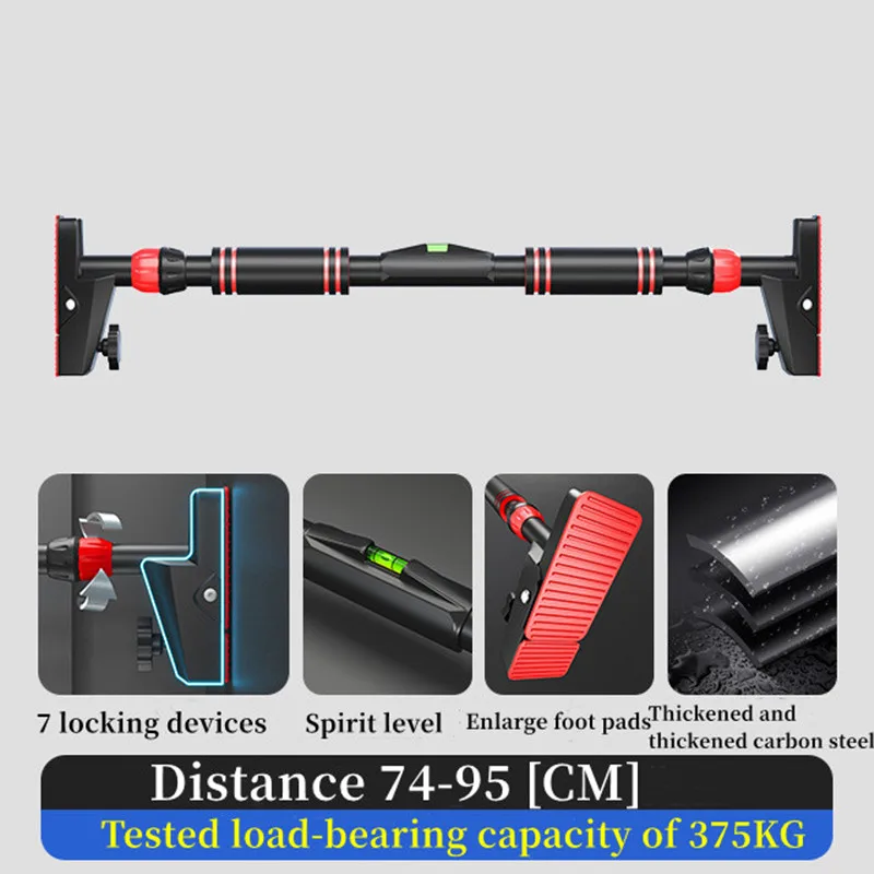 Fixed Horizontal Bar Home Gym Pull-up Bar Adjustable Width 75-95cm Chin-Up Training Fitness Workout Sport Equipment doorway pull up bar gym pull accessories
