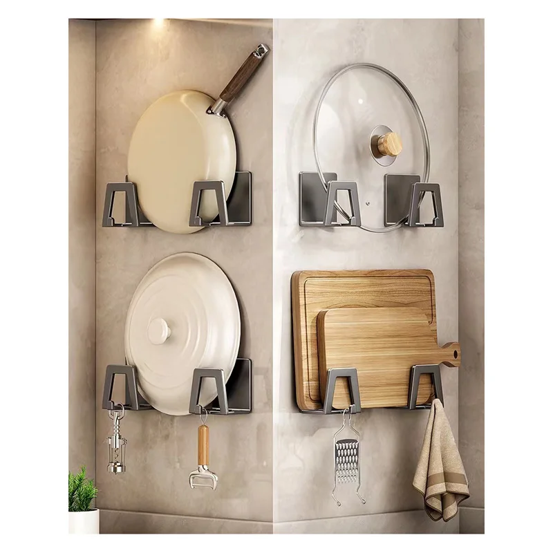 Kitchen Pot Lid Rack Sponge Holder Soap Drying Rack Self Adhesive Sink Drain Racks Storage Racks Hooks Kitchen Stroge Organizer 2