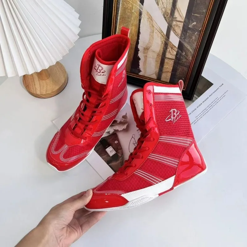 New Boxing Shoes Men Blue Red Fighting Shoes for Mens Mesh Breathable Wrestling Boots Man Designer Professional Sports Shoe