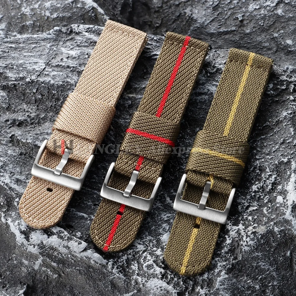 Military Sport Quick Release Nylon Strap with Woven Canvas Fabric, 20mm/22mm - Men's Watchband Bracelet