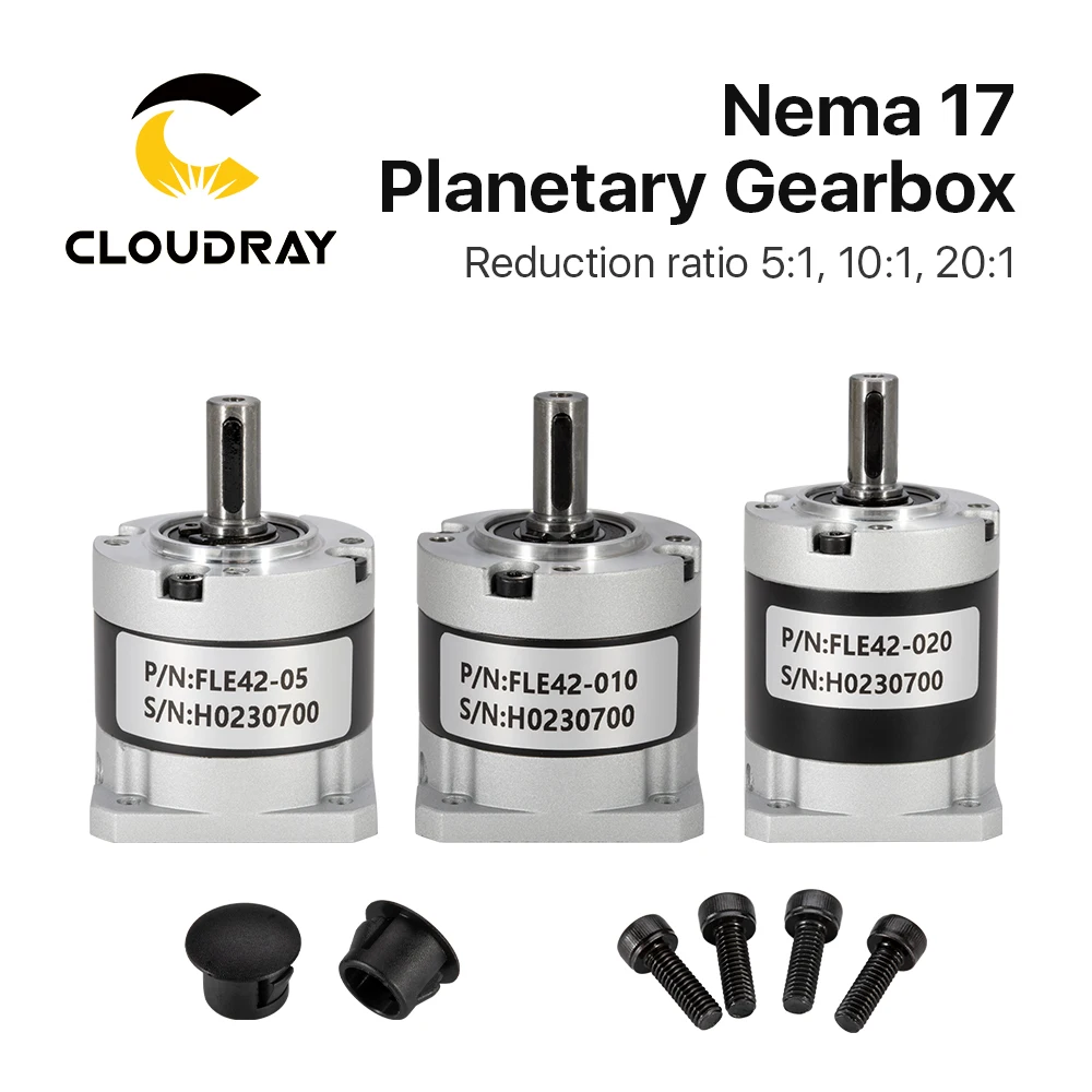 Cloudray Nema17 Planetary Gearbox Motor Speed Reducer with Ratio 5:1 10:1 20:1 5mm Input for Nema17 Stepper Motor planetary reducer