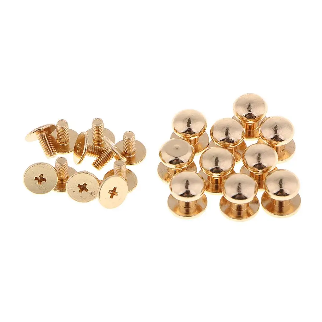 10pcs Brass Round Head Stud Screwback Leather Bag Screw Nail Rivet